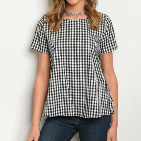 Tops - Gingham Short Sleeve Top